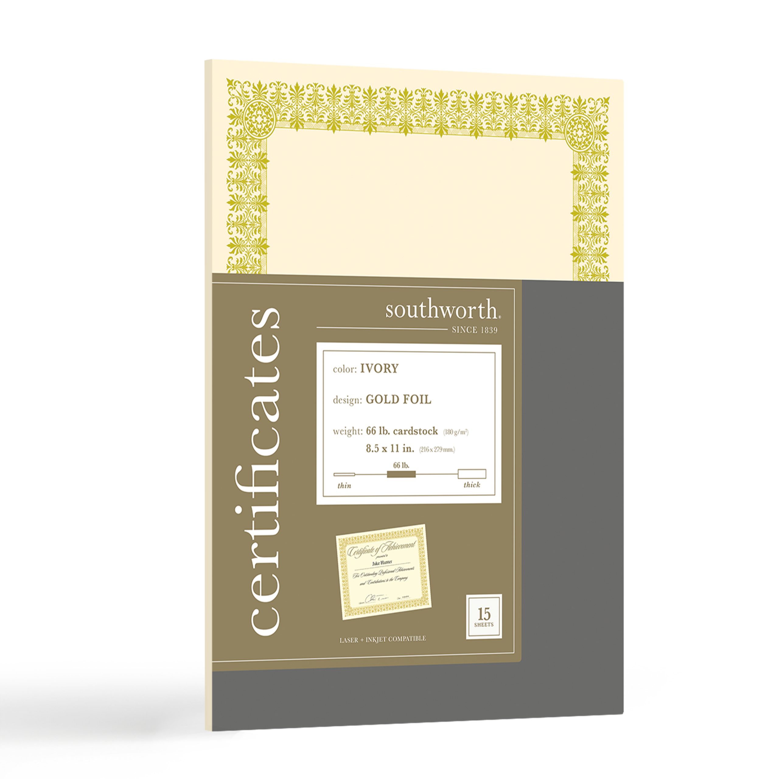 Certificates, Ivory/Gold Foil Border, 66 lb. (CTP1V) Southworth