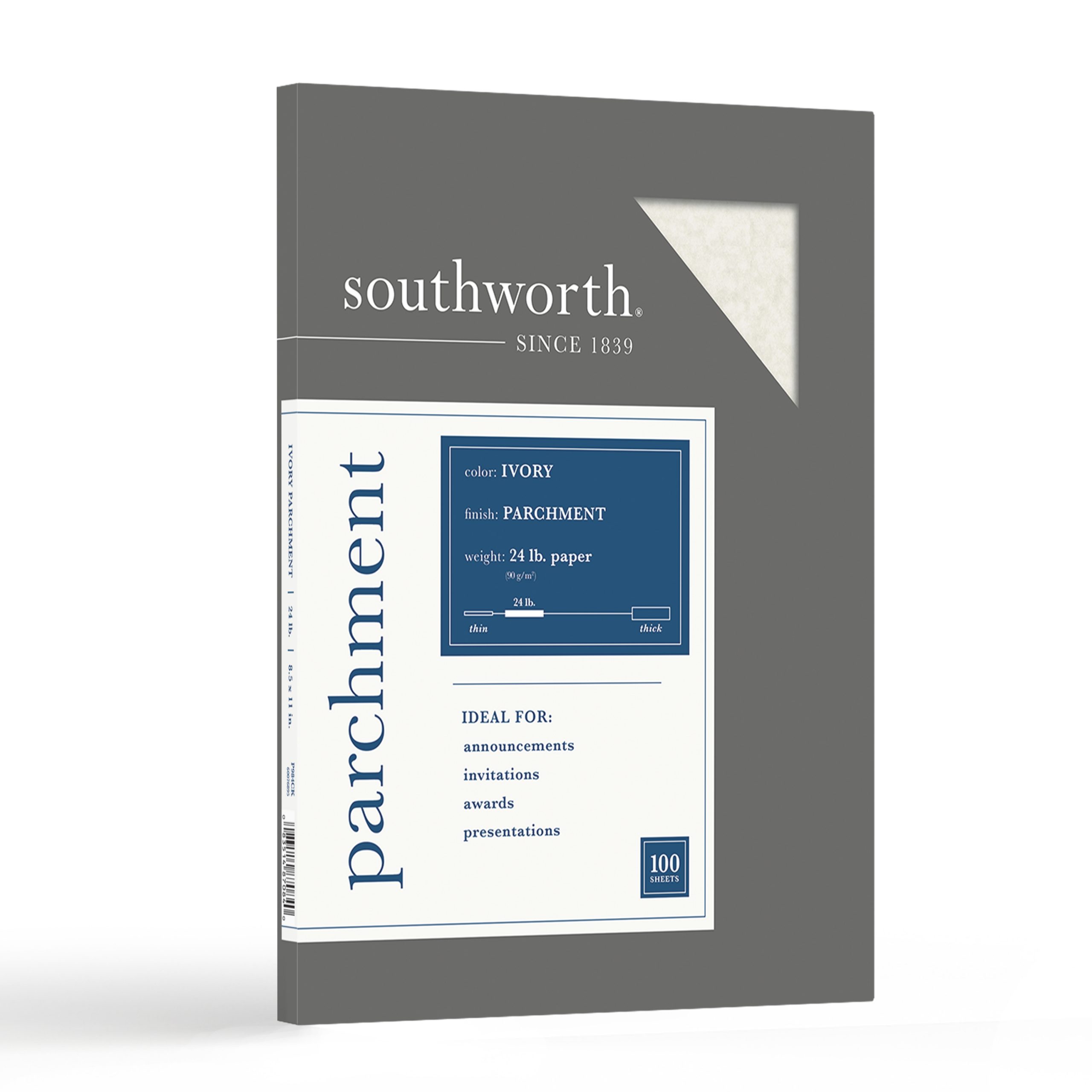 Ivory Paper - 8 1/2 x 11 in 24 lb Bond Parchment  Southworth Specialty Parchment  Paper 3-P984CK-P