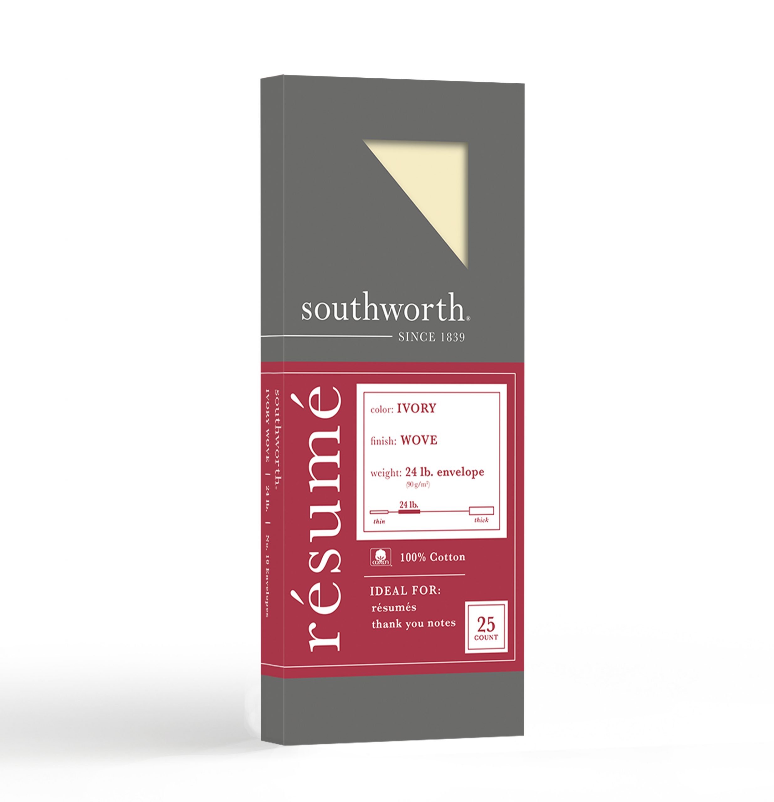 Resume Envelopes, 100% Cotton Ivory, 24 lb. (R14I10L) - Southworth