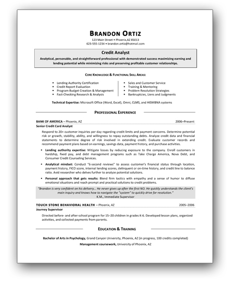 credit analyst resume template southworth
