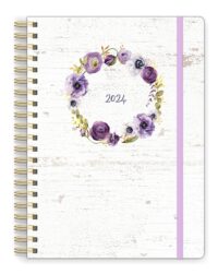 2024 Sweet Purple Rustic Wreath Large Twin Wire Planner