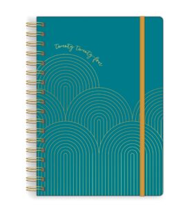 2024 Teal with Golden Links Medium Twin Wire Planner