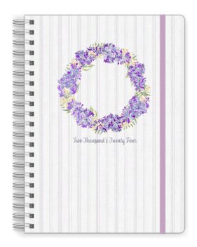 2024 Lavender Wreath Large Twin Wire Planner