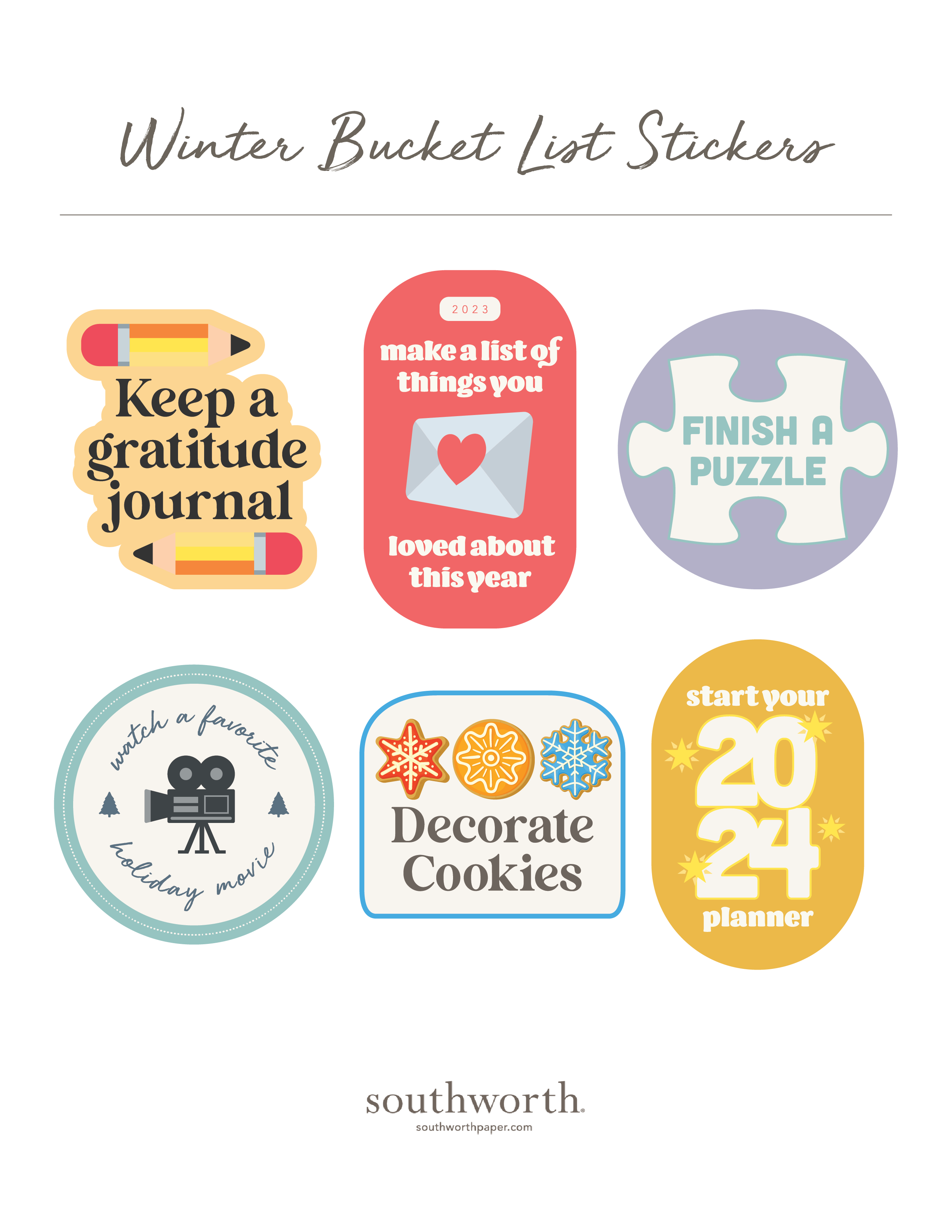 2024 winter planner stickers southworth