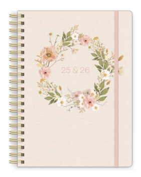 Rustic Pink Bloom Large Twin-Wire Planner