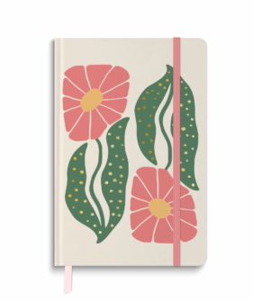 Retro Floral Pink Medium Casebound Journal